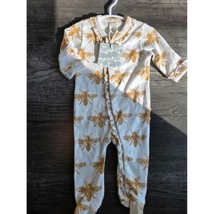 New Kate Quinn ruffles organic cotton 0-3 months girls "Honeybee" zipper footed